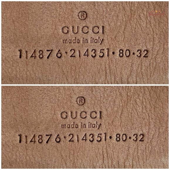 Authentic Gucci Taupe/Pink Web Leather Gold Interlocking G Buckle Belt 80/32 - Picture 7 of 13